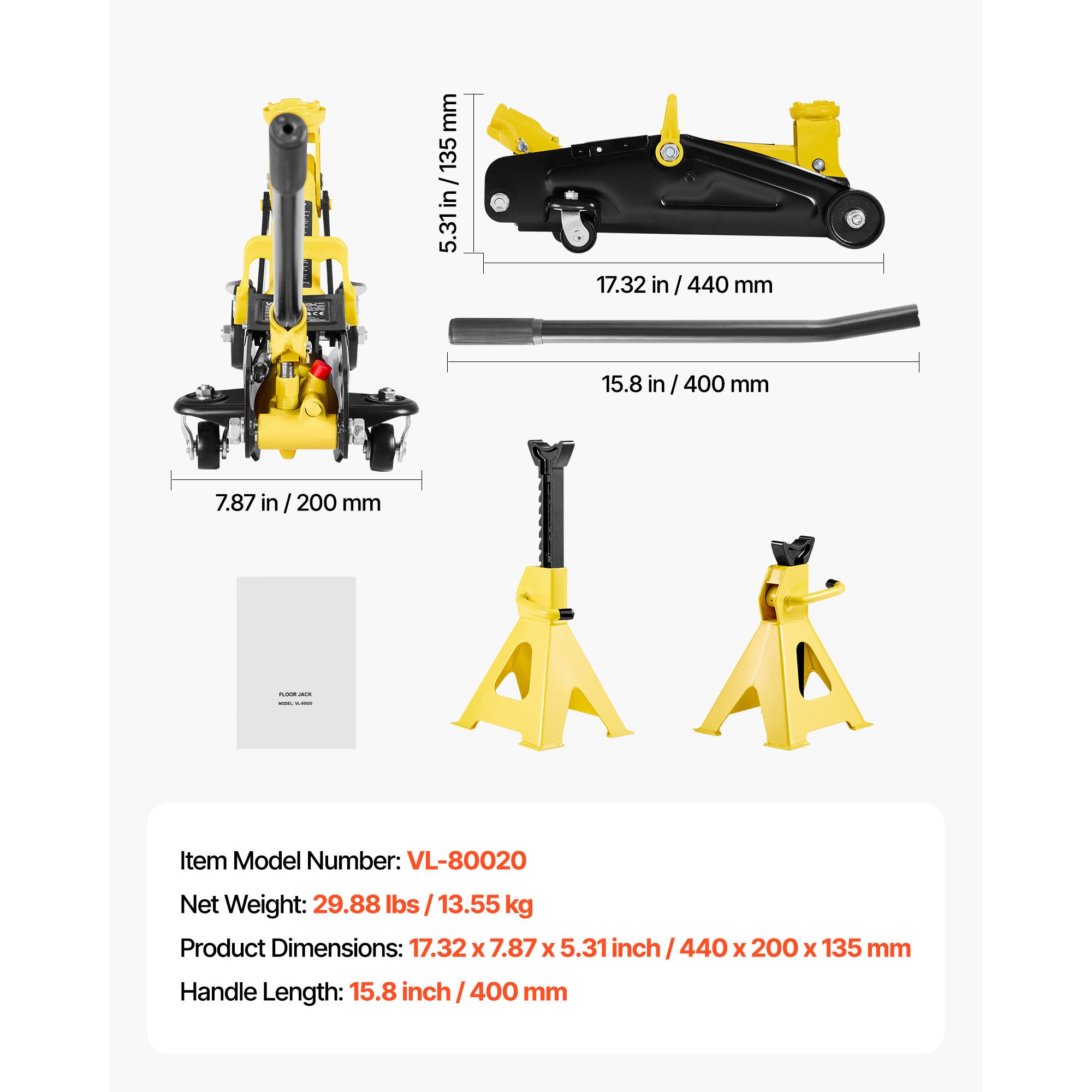 Low Profile Hydraulic Trolley Floor Jack With Support Stands_voghion.com